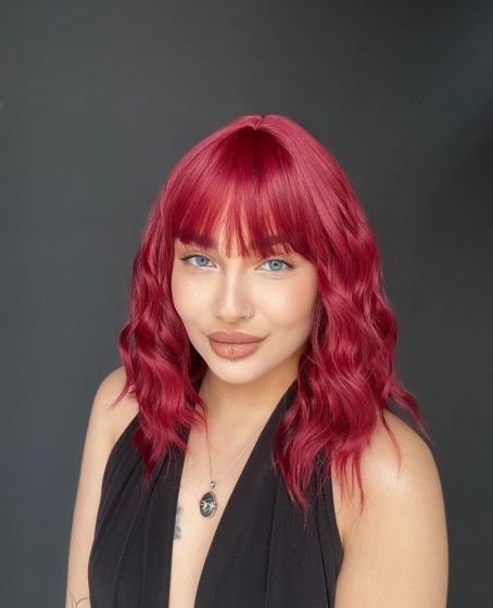 Doğal Su Dalgalı Peruk Uzun Kahküllü Fiber