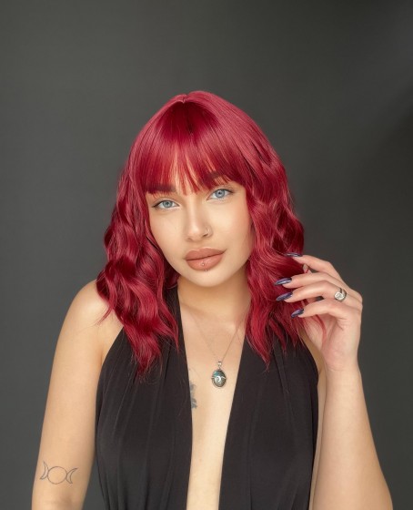 Doğal Su Dalgalı Peruk Uzun Kahküllü Fiber