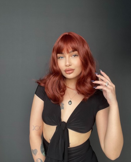 Doğal Su Dalgalı Peruk Uzun Kahküllü Fiber