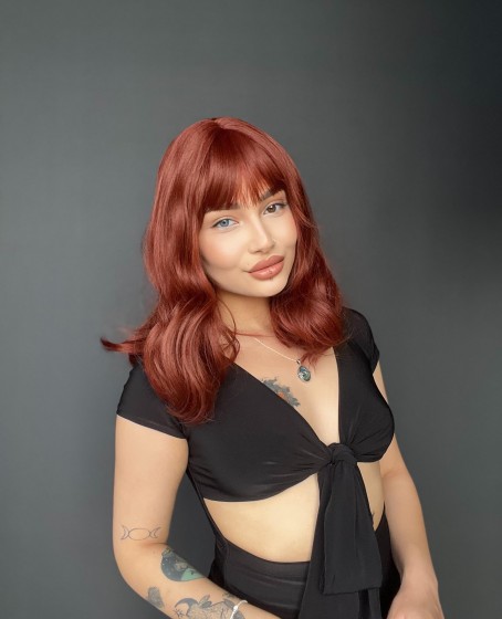 Doğal Su Dalgalı Peruk Uzun Kahküllü Fiber