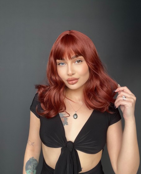 Doğal Su Dalgalı Peruk Uzun Kahküllü Fiber