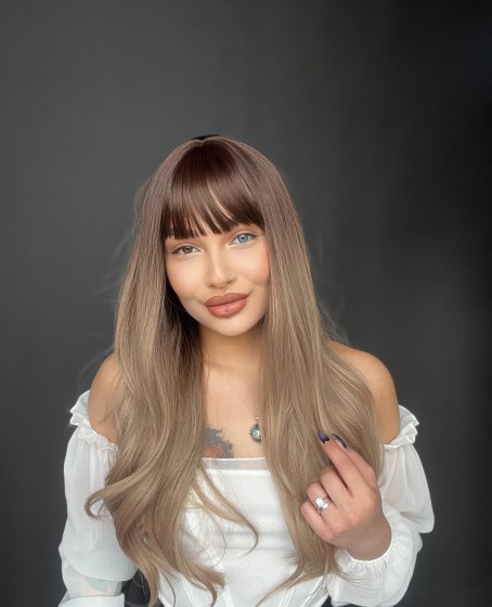 Rus kumralı özel perçem kahküllü ombreli Medikal peruk