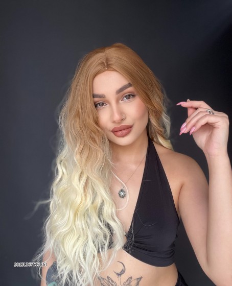 Doğal Su Dalgalı Uzun Perçemsiz Tepe kısmı deri Fiber Peruk Sıcak Ombreli