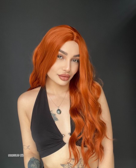 Doğal Su Dalgalı Uzun Perçemsiz Tepe kısmı deri Fiber Peruk Bakır