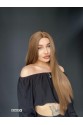 Düz uzun Perçemsiz Cilt görünümlü  Medikal  özel peruk Kahverengi