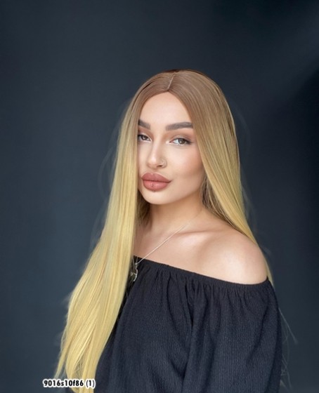 Düz uzun Perçemsiz Cilt görünümlü  Medikal  özel peruk 10f86