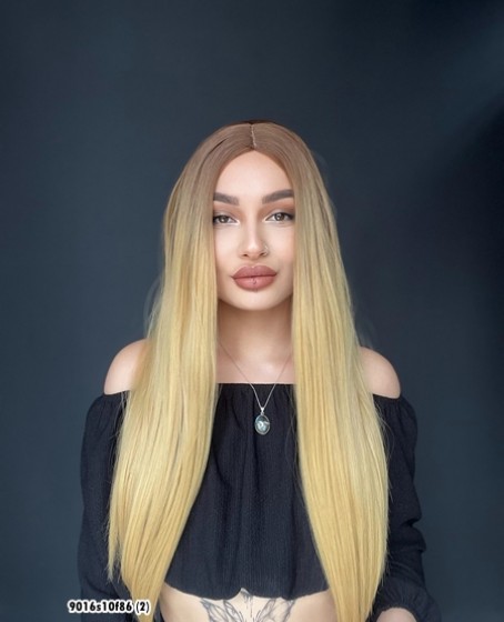 Düz uzun Perçemsiz Cilt görünümlü  Medikal  özel peruk 10f86