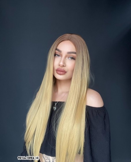 Düz uzun Perçemsiz Cilt görünümlü  Medikal  özel peruk 10f86