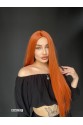 Düz uzun Perçemsiz Cilt görünümlü  Medikal  özel peruk Bakır