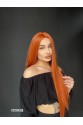 Düz uzun Perçemsiz Cilt görünümlü  Medikal  özel peruk Bakır