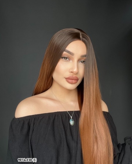 Düz uzun Perçemsiz Cilt görünümlü  Medikal  özel peruk