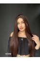 Düz uzun Perçemsiz Cilt görünümlü  Medikal  özel peruk Sıcak Kahve