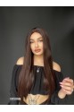 Düz uzun Perçemsiz Cilt görünümlü  Medikal  özel peruk Sıcak Kahve