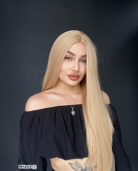 Düz uzun Perçemsiz Cilt görünümlü  Medikal  özel peruk 24