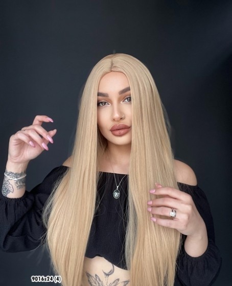 Düz uzun Perçemsiz Cilt görünümlü  Medikal  özel peruk 24