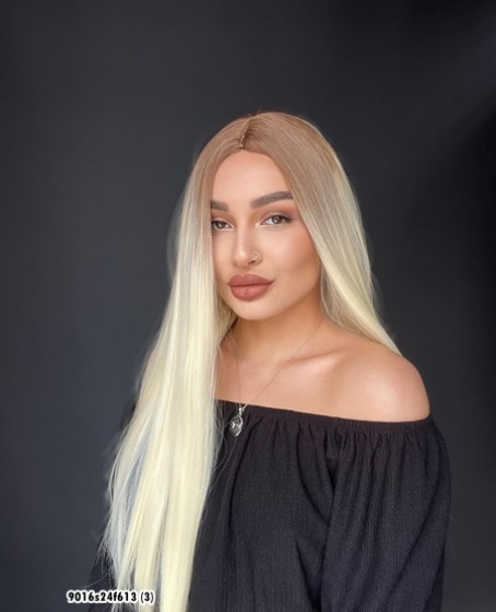 Düz uzun Perçemsiz Cilt görünümlü  Medikal  özel peruk 24f613