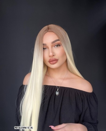 Düz uzun Perçemsiz Cilt görünümlü  Medikal  özel peruk 24f613