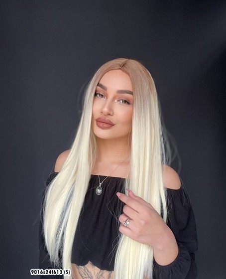 Düz uzun Perçemsiz Cilt görünümlü  Medikal  özel peruk 24f613