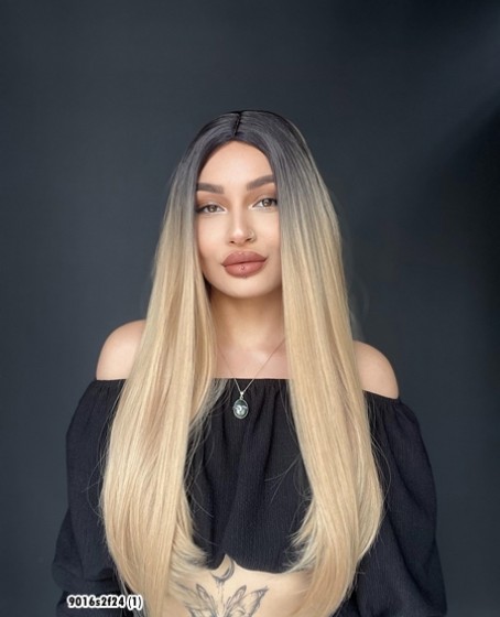 Düz uzun Perçemsiz Cilt görünümlü  Medikal  özel peruk 2f24