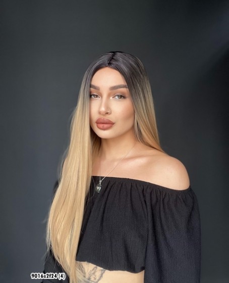 Düz uzun Perçemsiz Cilt görünümlü  Medikal  özel peruk 2f24