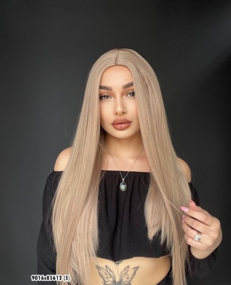 Düz uzun Perçemsiz Cilt görünümlü  Medikal  özel peruk Kül grisi