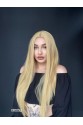 Düz uzun Perçemsiz Cilt görünümlü  Medikal  özel peruk Dore sarı