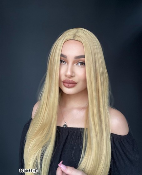 Düz uzun Perçemsiz Cilt görünümlü  Medikal  özel peruk Dore sarı