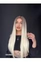 Düz uzun Perçemsiz Cilt görünümlü  Medikal  özel peruk Küllü Kumral