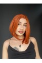 Perçemsiz Bob Kesim Tepe Kısmı cilt görünümlü Medikal Peruk Bakır