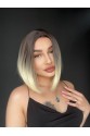 Perçemsiz Bob Kesim Tepe Kısmı cilt görünümlü Medikal Peruk kumral Platin