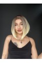 Perçemsiz Bob Kesim Tepe Kısmı cilt görünümlü Medikal Peruk Kumral Ombreli