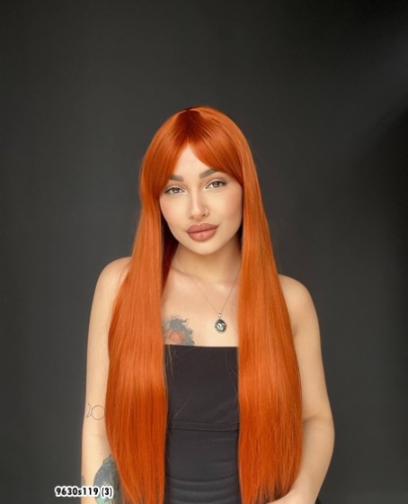 Düz 70 cm ekstra uzun Perçemli Medikal  özel peruk