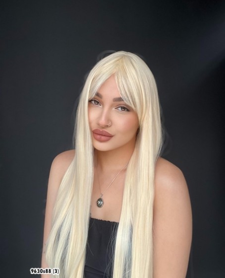 Düz 70 cm ekstra uzun Perçemli Medikal  özel peruk Doğal Sarı