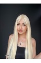 Düz 70 cm ekstra uzun Perçemli Medikal  özel peruk Doğal Sarı