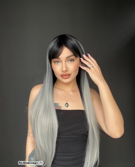 Düz 70 cm ekstra uzun Perçemli Medikal  özel peruk