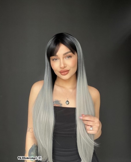 Düz 70 cm ekstra uzun Perçemli Medikal  özel peruk