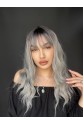 Okyanus Dalgası Perçemli Medikal Peruk perçemli fiber Siyah Gri