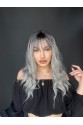 Okyanus Dalgası Perçemli Medikal Peruk perçemli fiber Siyah Gri