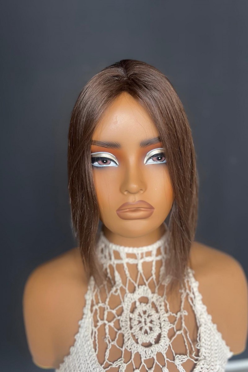 Tepe kısmı cilt görünümlü sabit ayrımlı Gerçek saç tepelik (Kahkül kesilebilir) cilttepeCi10