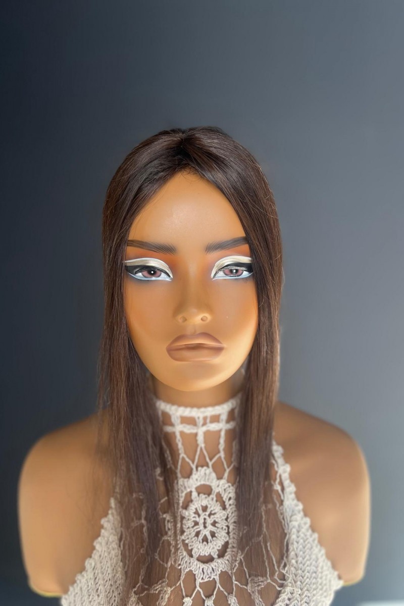 Tepe kısmı cilt görünümlü sabit ayrımlı Gerçek saç tepelik (Kahkül kesilebilir) cilttepeCi14