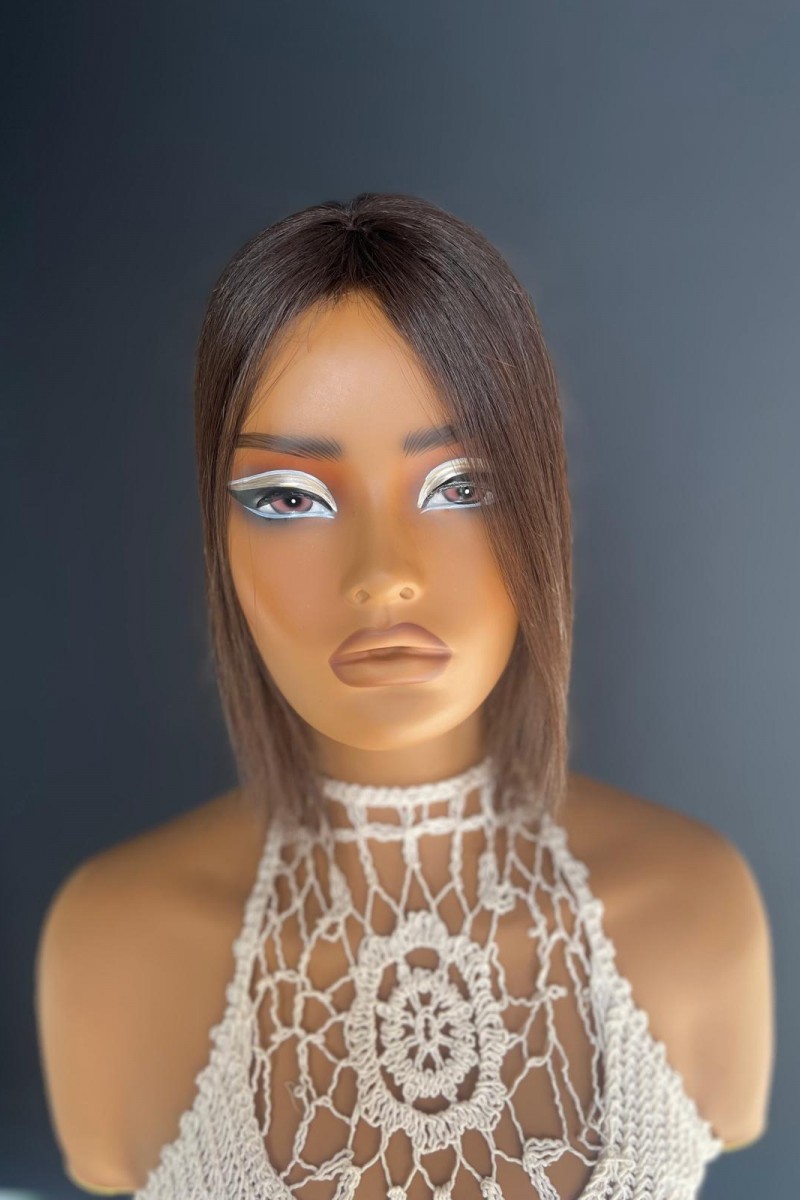 Tepe kısmı cilt görünümlü sabit ayrımlı Gerçek saç tepelik (Kahkül kesilebilir) cilttepeCi19