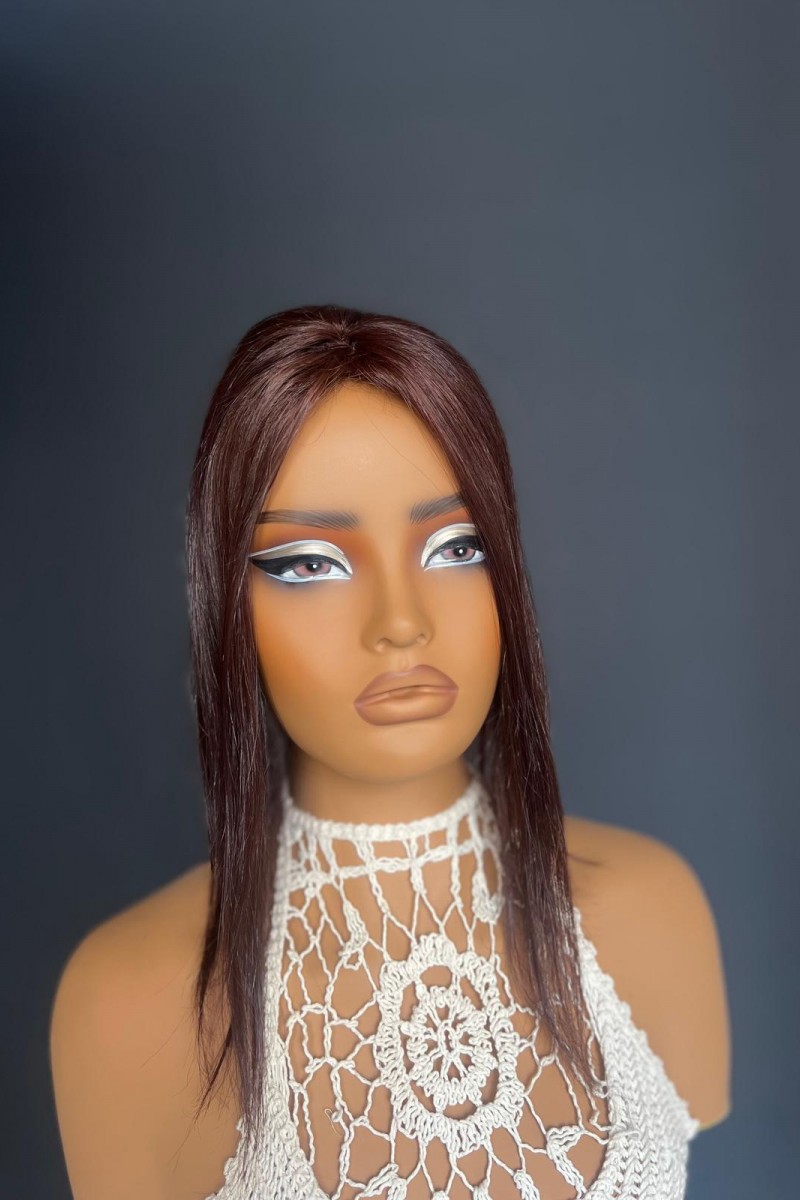 Tepe kısmı cilt görünümlü sabit ayrımlı Gerçek saç tepelik (Kahkül kesilebilir) cilttepeCi2