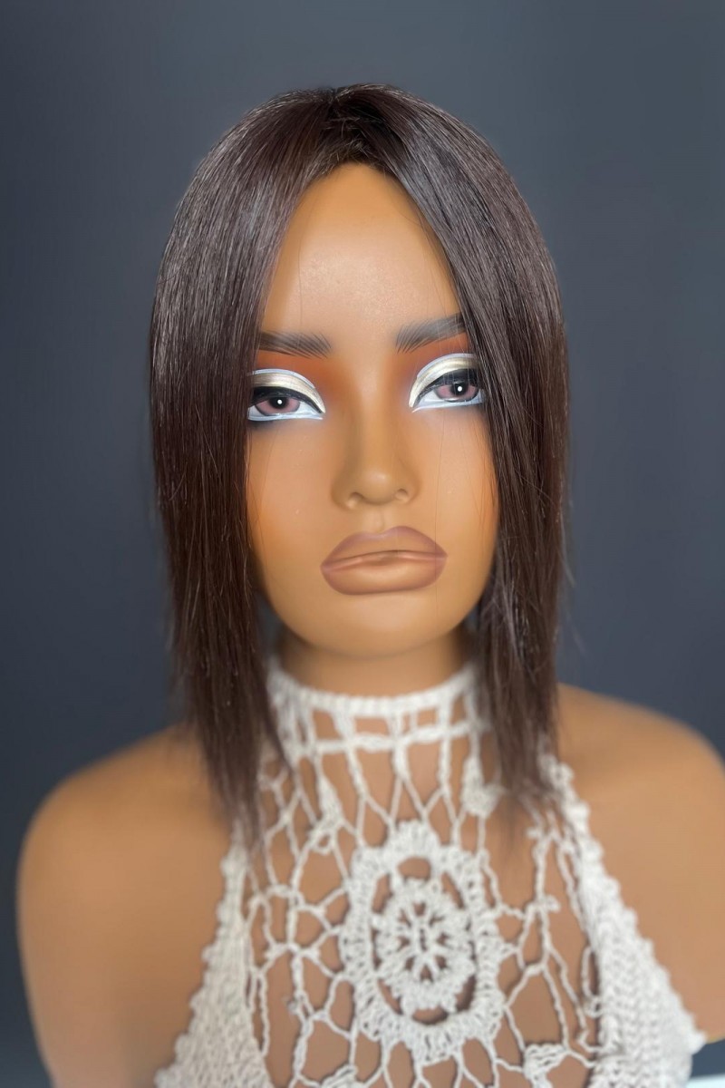 Tepe kısmı cilt görünümlü sabit ayrımlı Gerçek saç tepelik (Kahkül kesilebilir) cilttepeCi7