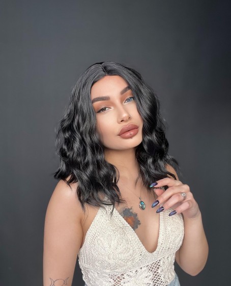 Bob Kesim Doğal Dalgalı Küt Bob Peruk