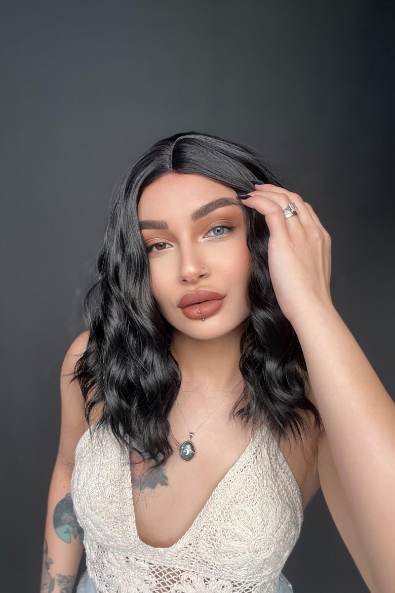 Bob Kesim Doğal Dalgalı Küt Bob Peruk