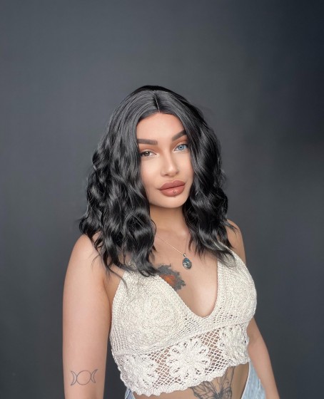 Bob Kesim Doğal Dalgalı Küt Bob Peruk