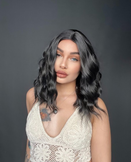 Bob Kesim Doğal Dalgalı Küt Bob Peruk