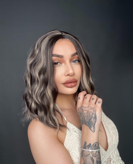 Bob Kesim Doğal Dalgalı Küt Bob Peruk