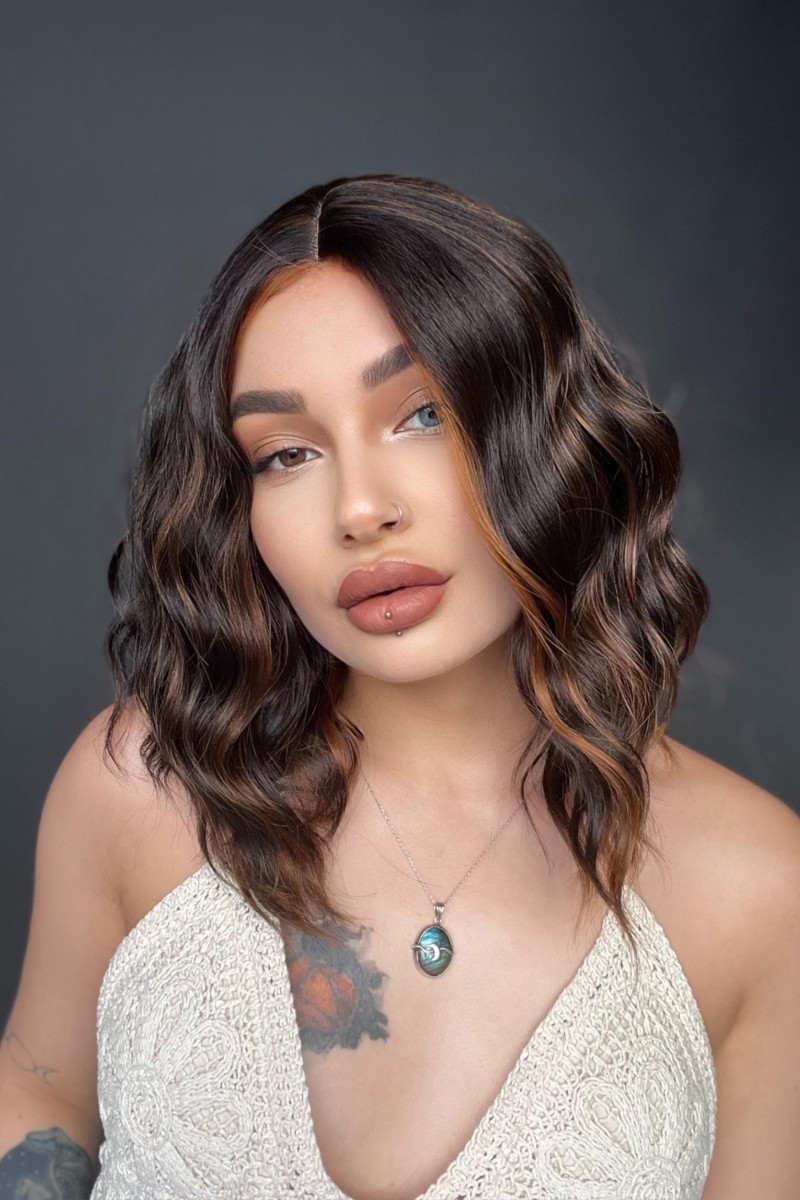 Bob Kesim Doğal Dalgalı Küt Bob Peruk