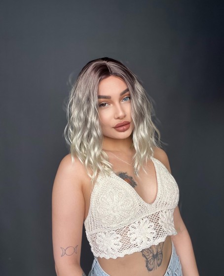 Bob Kesim Doğal Dalgalı Küt Bob Peruk